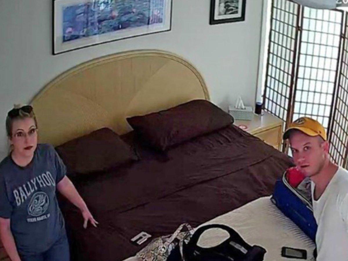 Hidden camera video of a couple in their bedroom